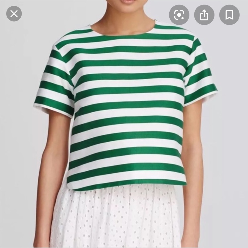 Kate Spade Green Striped Top W Zipper Detail Sz Sm
